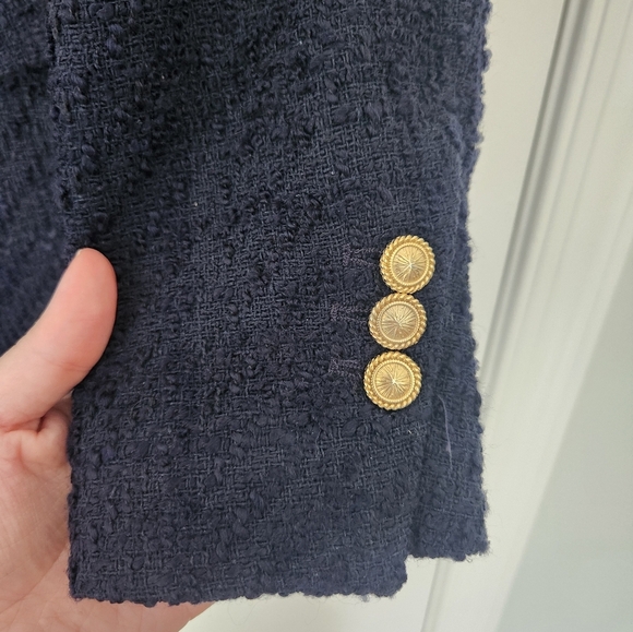 Zara Navy Lapelless Double-Breasted Blazer - Picture 8 of 8